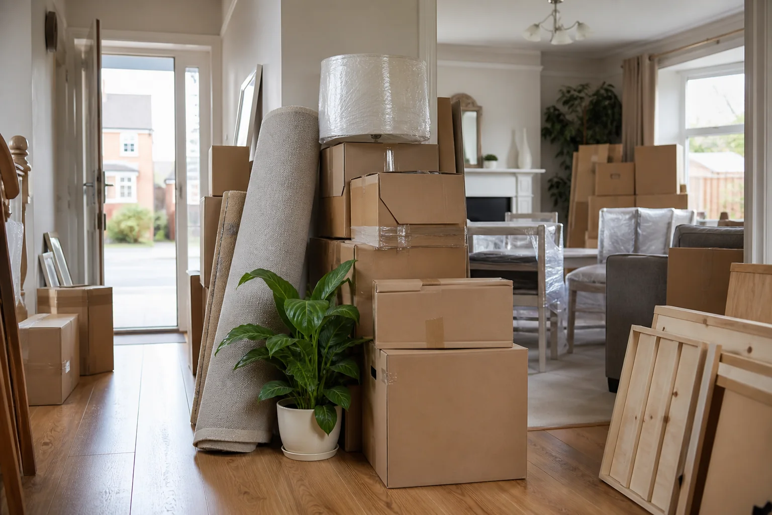 A family home packed and ready for a full house removal