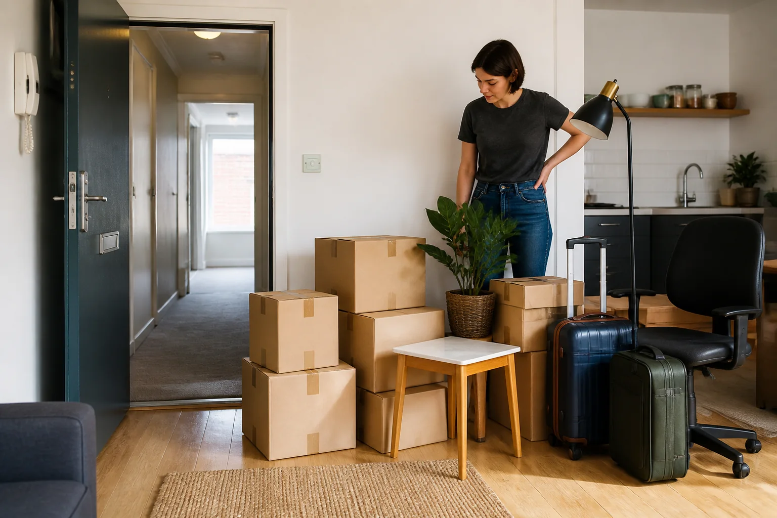 A compact flat with a smaller load packed and ready to move