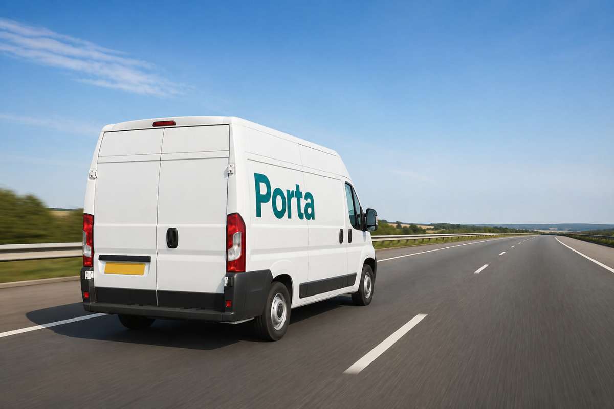 A Porta driver on a clear motorway