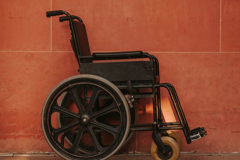 A manual wheelchair ready to be collected